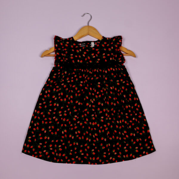 Flower Printed Black and Red Frock - Image 3