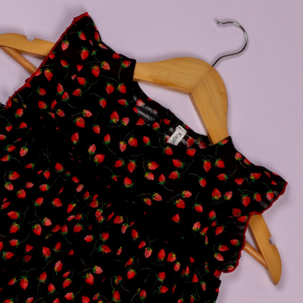Flower Printed Black and Red Frock - Image 4